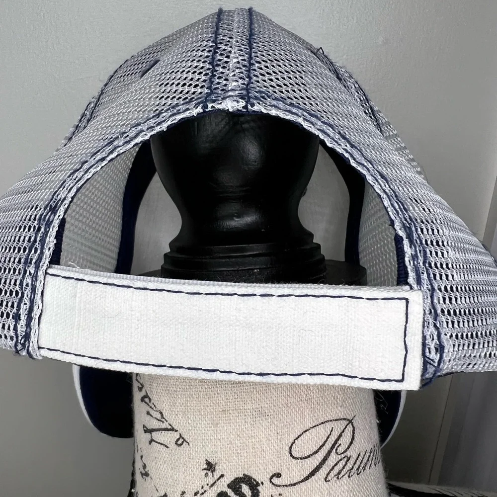 Brand New-White & Blue Distressed Baseball Hat